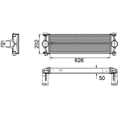 Mahle Ladeluftkühler - 626mm Länge, 202mm Breite, 50mm Tiefe - Intercooler Mahle Ladeluftkühler - 626mm Länge, 202mm Breite, 50mm Tiefe - Intercooler