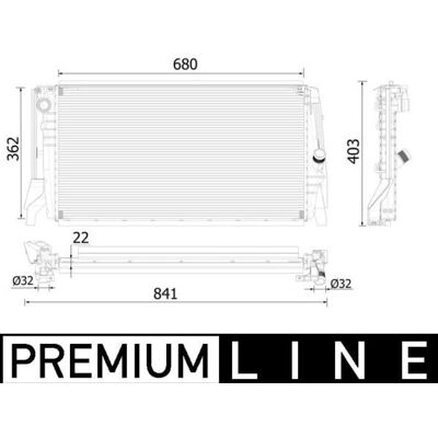 MAHLE BEHR Radiator - Einlass 32mm - Auslass 32mm - 680mm - 362mm - Kühler MAHLE BEHR Radiator - Einlass 32mm - Auslass 32mm - 680mm - 362mm - Kühler