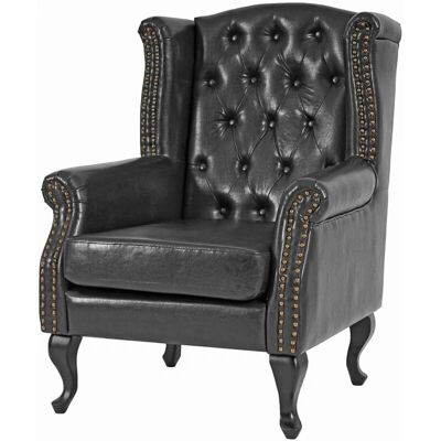 HHG - Sedia a dondolo Chesterfield poliuretano nero - Sedia HHG - Sedia a dondolo Chesterfield poliuretano nero - Sedia