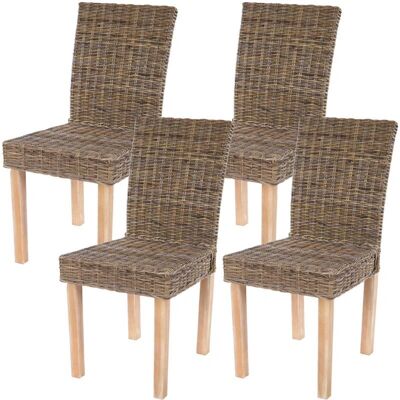 HHG Kubu Rattan 4 Sedie da pranzo - Mobili da sala da pranzo HHG Kubu Rattan 4 Sedie da pranzo - Mobili da sala da pranzo