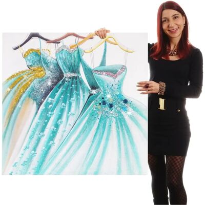 MCW Grünes Kleid Wandbild - Ölbild (90x90cm) - Wandbild MCW Grünes Kleid Wandbild - Ölbild (90x90cm) - Wandbild