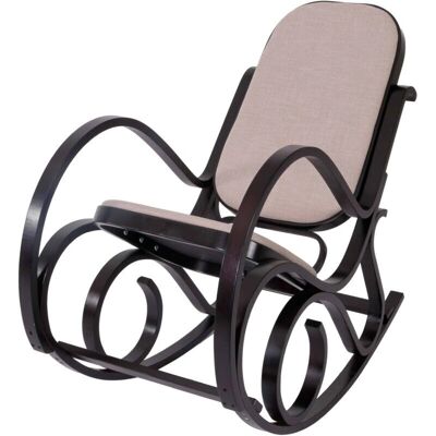 HHG - Mecedora M41 - Beige tela - Madera maciza aspecto nogal - Armchair HHG - Mecedora M41 - Beige tela - Madera maciza aspecto nogal - Armchair