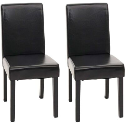 Sillas de comedor de cuero negro HHG Littau - Juego de 2 Sillas de comedor de cuero negro HHG Littau - Juego de 2