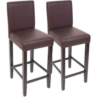 HHG - M37 - Marrón PU cuero - Piernas oscuras - Taburete de bar HHG - M37 - Marrón PU cuero - Piernas oscuras - Taburete de bar