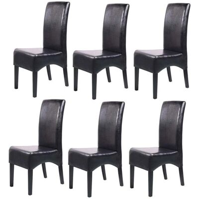 HHG - Lote6Sillas - Pelle - Gambe scure - Sedia da pranzo HHG - Lote6Sillas - Pelle - Gambe scure - Sedia da pranzo