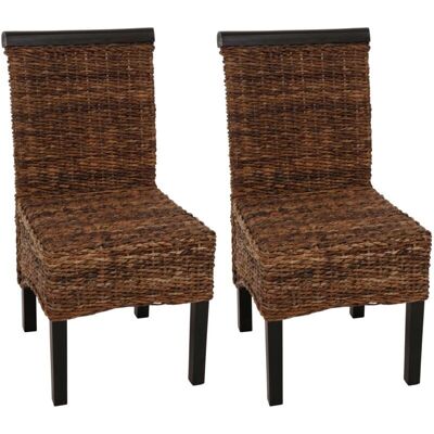 HHG M45 Set di 2 sedie in vimini marrone scuro - Sedia da pranzo HHG M45 Set di 2 sedie in vimini marrone scuro - Sedia da pranzo