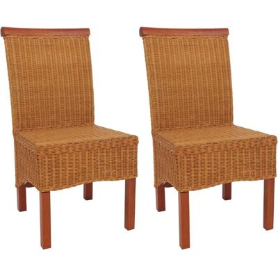 HHG M42 - 2 Sedie da pranzo in vimini e rattan - Eleganza naturale HHG M42 - 2 Sedie da pranzo in vimini e rattan - Eleganza naturale