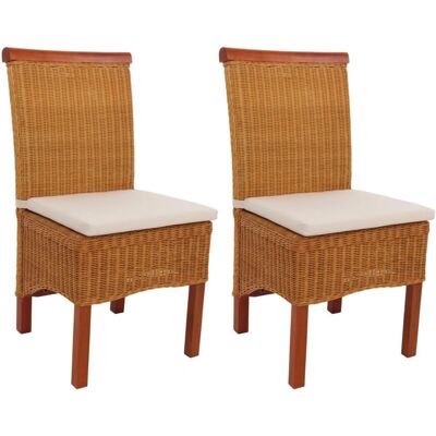Sedie da pranzo in rattan HHG M42 - Set di 2 Sedie da pranzo in rattan HHG M42 - Set di 2