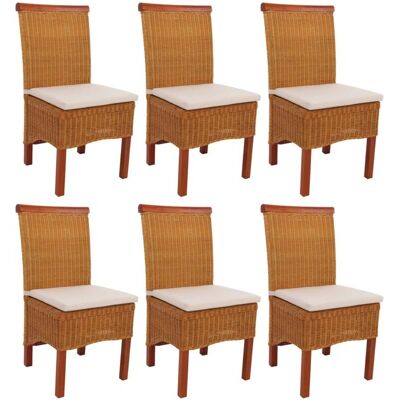 HHG M42 Sillas de comedor de ratán - Pack de 6 HHG M42 Sillas de comedor de ratán - Pack de 6