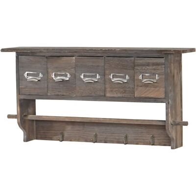 HHG - HHG-355 - Marrón - Estantería de pared con cajones HHG - HHG-355 - Marrón - Estantería de pared con cajones