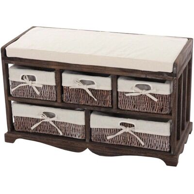 HHG - Cómoda y banco con 5 cajones - 45x77x36cm - marrone - Furniture HHG - Cómoda y banco con 5 cajones - 45x77x36cm - marrone - Furniture