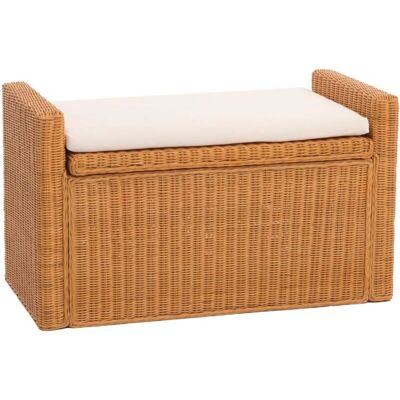 HHG M92 Panchina di Stoccaggio - Rattan Naturale, Miele - 51cm di Altezza HHG M92 Panchina di Stoccaggio - Rattan Naturale, Miele - 51cm di Altezza