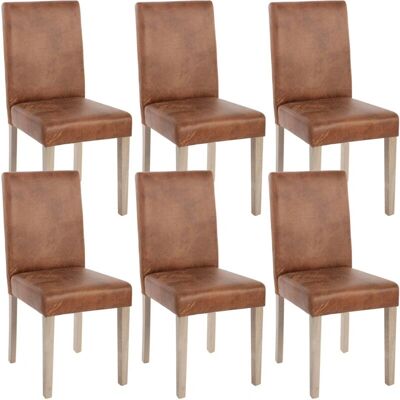 HHG Littau Juego de 6 Sillas de Comedor - Madera, Textil, Marrón HHG Littau Juego de 6 Sillas de Comedor - Madera, Textil, Marrón