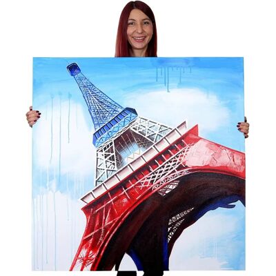 MCW Eiffelturm Wandbild - Handgemaltes Ölgemälde - 100x100 cm MCW Eiffelturm Wandbild - Handgemaltes Ölgemälde - 100x100 cm