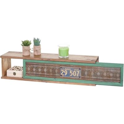 Étagère Murale Vintage Mendler - Patchwork, Bois & Métal - 13x65x16cm - Publicité Étagère Murale Vintage Mendler - Patchwork, Bois & Métal - 13x65x16cm - Publicité