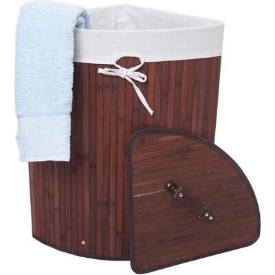 Panier à linge d'angle en bambou Mendler - 50L - Design Moderne - Publicité Panier à linge d'angle en bambou Mendler - 50L - Design Moderne - Publicité
