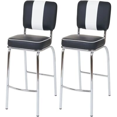 Tabourets de Bar Rétro Modernes Mendler - Lot de 2 - Noir et Blanc - Style Vintage 50s - Publicité Tabourets de Bar Rétro Modernes Mendler - Lot de 2 - Noir et Blanc - Style Vintage 50s - Publicité