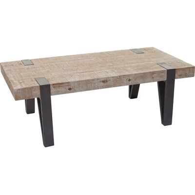 Table basse Mendler - Bois de sapin rustique - Pieds en métal stables - Publicité Table basse Mendler - Bois de sapin rustique - Pieds en métal stables - Publicité