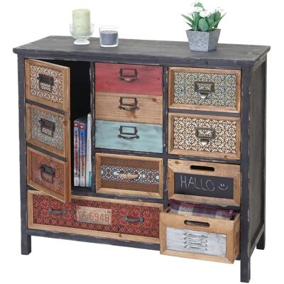 Mendler Credence Patchwork Vintage - 84x90x32 cm - Publicité Mendler Credence Patchwork Vintage - 84x90x32 cm - Publicité