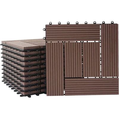 Mendler Carrelage extérieur WPC Marron - 30x30cm, 11 pcs, Rhone T831 - Publicité Mendler Carrelage extérieur WPC Marron - 30x30cm, 11 pcs, Rhone T831 - Publicité