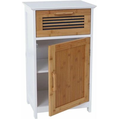 HHG Modello 145 Mobile bagno in bambù - Bianco HHG Modello 145 Mobile bagno in bambù - Bianco