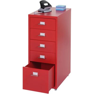 Mendler Armoire à Roulettes 5 Tiroirs - 69x28x41cm - Rouge - Mobilier de Bureau Mendler Armoire à Roulettes 5 Tiroirs - 69x28x41cm - Rouge - Mobilier de Bureau