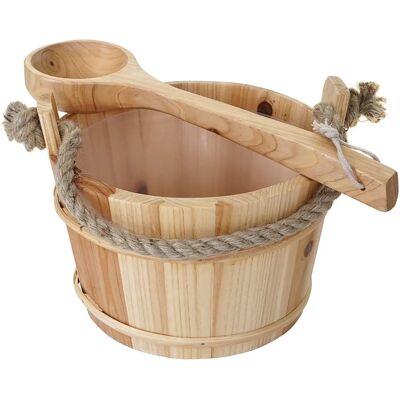 Seau de Sauna MENDLER - Bois de pin clair avec insert en plastique et louche - 3,5L Seau de Sauna MENDLER - Bois de pin clair avec insert en plastique et louche - 3,5L