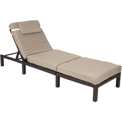 Mendler Transat de Jardin - Réglable, Rattan PE Imperméable - Marron - Publicité Mendler Transat de Jardin - Réglable, Rattan PE Imperméable - Marron - Publicité