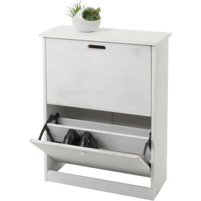 Mendler Armoire à chaussures blanche compacte - Rangement 2 portes - Publicité Mendler Armoire à chaussures blanche compacte - Rangement 2 portes - Publicité