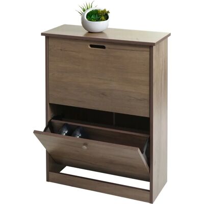 MENDLER Armoire à chaussures compacte marron avec 2 portes - Publicité MENDLER Armoire à chaussures compacte marron avec 2 portes - Publicité