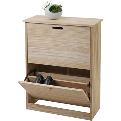 MENDLER Armoire à chaussures - Gain de place, 2 portes, MDF, bois de paulownia - Publicité MENDLER Armoire à chaussures - Gain de place, 2 portes, MDF, bois de paulownia - Publicité