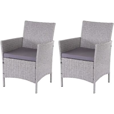 Chaises de Jardin Mendler - Lot de 2, Poly Rotin Gris - Publicité Chaises de Jardin Mendler - Lot de 2, Poly Rotin Gris - Publicité