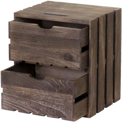 HHG - 515 - Legno di paulownia - 2 cassetti - Cassettiera HHG - 515 - Legno di paulownia - 2 cassetti - Cassettiera