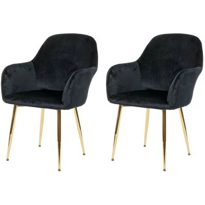 HHG - 2 Schwarze Samt Esszimmerstühle - Retro Stil - Modell 240 HHG - 2 Schwarze Samt Esszimmerstühle - Retro Stil - Modell 240