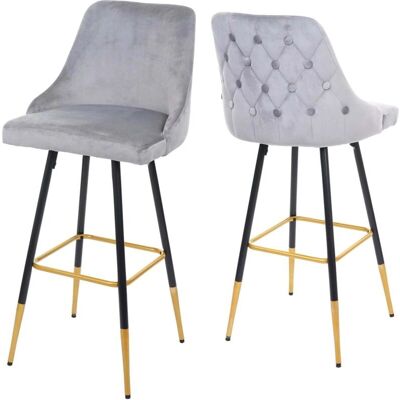 HHG - 665 - Grigio - Velluto - Sgabelli HHG - 665 - Grigio - Velluto - Sgabelli