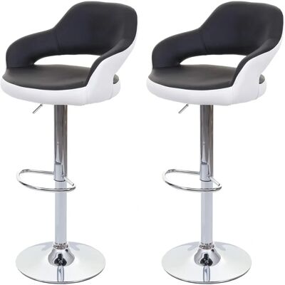 MENDLER Blanc-Noir Tabouret de Bar Réglable - Chaise de Bar & Comptoir - Publicité MENDLER Blanc-Noir Tabouret de Bar Réglable - Chaise de Bar & Comptoir - Publicité