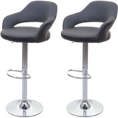 HHG - 261 - Pelle sintetica grigio-nero - Sgabelli da bar HHG - 261 - Pelle sintetica grigio-nero - Sgabelli da bar