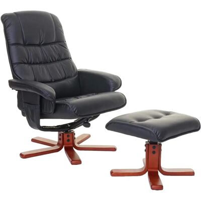 Fauteuil inclinable en cuir synthétique noir MENDLER avec repose-pieds - Fauteuil relax - Publicité Fauteuil inclinable en cuir synthétique noir MENDLER avec repose-pieds - Fauteuil relax - Publicité