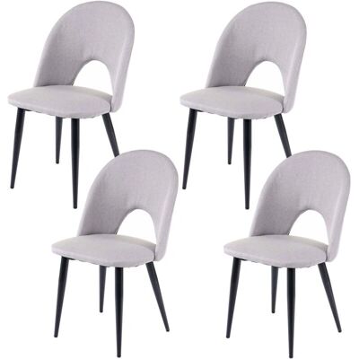 HHG - 209 - Tessuto grigio - Gambe in metallo - Sedia da pranzo HHG - 209 - Tessuto grigio - Gambe in metallo - Sedia da pranzo