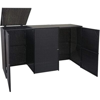 MENDLER - Housse pour 3 poubelles poly rattan acier noir - Publicité MENDLER - Housse pour 3 poubelles poly rattan acier noir - Publicité