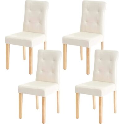 Marque MENDLER Hwc-e58 Chaises de salle à manger en cuir artificiel crème - Lot de 4 - Publicité Marque MENDLER Hwc-e58 Chaises de salle à manger en cuir artificiel crème - Lot de 4 - Publicité