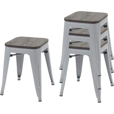 MENDLER Ensemble de 4 tabourets - Style industriel - Gris - Publicité MENDLER Ensemble de 4 tabourets - Style industriel - Gris - Publicité