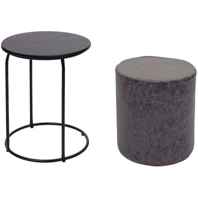 Conjunto de 2 taburetes y mesa auxiliar HHG - Muebles modernos MDF Conjunto de 2 taburetes y mesa auxiliar HHG - Muebles modernos MDF