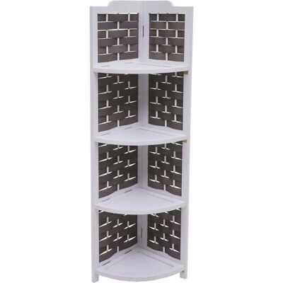 HHG 655 - 110 cm - madera de paulownia - blanco - Estantería esquina HHG 655 - 110 cm - madera de paulownia - blanco - Estantería esquina