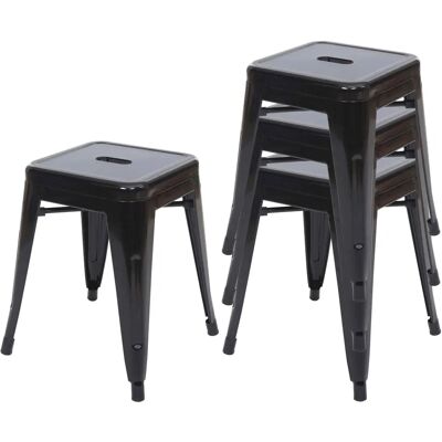 MENDLER Tabouret Industriel Noir Métal Empilable - Publicité MENDLER Tabouret Industriel Noir Métal Empilable - Publicité
