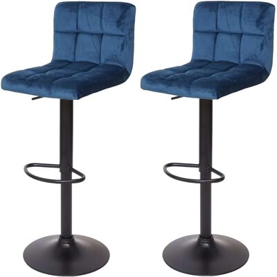 MENDLER Tabourets de Bar en Velours Bleu Réglables - Mobilier - Publicité MENDLER Tabourets de Bar en Velours Bleu Réglables - Mobilier - Publicité