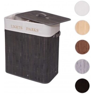 Poubelle à Linge Bambou Mendler - 100L, 2 Compartiments, Gris-Bleu - Publicité Poubelle à Linge Bambou Mendler - 100L, 2 Compartiments, Gris-Bleu - Publicité