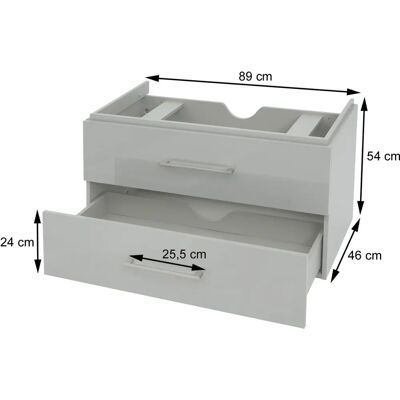 HHG - 245 - 90cm - Grau - Unter-Spülen-Element HHG - 245 - 90cm - Grau - Unter-Spülen-Element