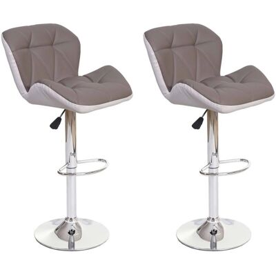 HHG - 156 - Cuero sintético gris topo - beige - Taburetes de barra HHG - 156 - Cuero sintético gris topo - beige - Taburetes de barra