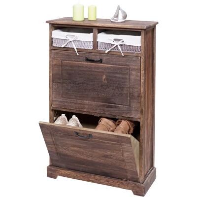 Étagère à Chaussures en Bois Mendler HWC-H19 - Style Vintage, Double Porte, 6 Paires - Publicité Étagère à Chaussures en Bois Mendler HWC-H19 - Style Vintage, Double Porte, 6 Paires - Publicité